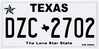 TX license plate DZC2702