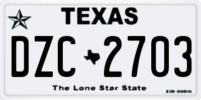TX license plate DZC2703