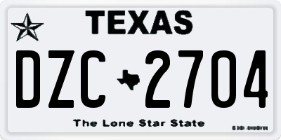 TX license plate DZC2704