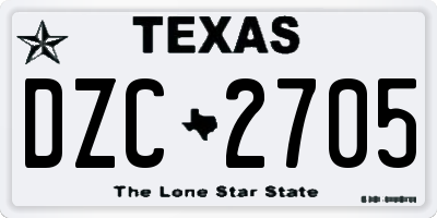 TX license plate DZC2705