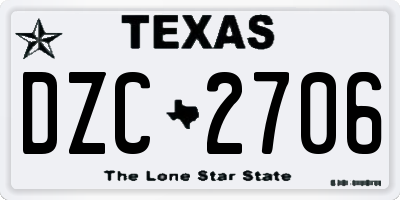 TX license plate DZC2706