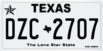 TX license plate DZC2707