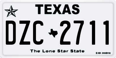 TX license plate DZC2711