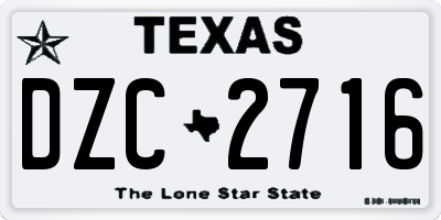 TX license plate DZC2716