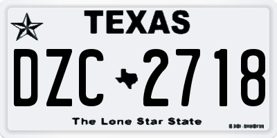 TX license plate DZC2718