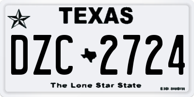 TX license plate DZC2724