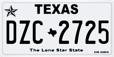 TX license plate DZC2725
