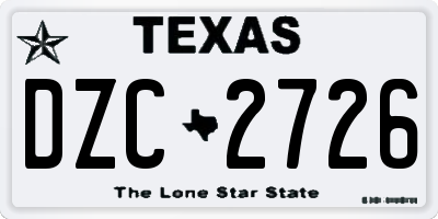 TX license plate DZC2726