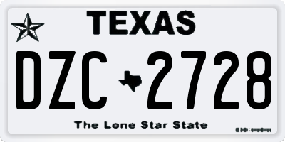 TX license plate DZC2728