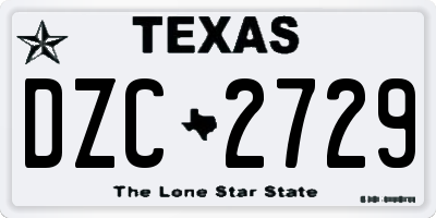 TX license plate DZC2729