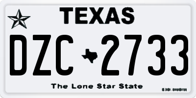 TX license plate DZC2733