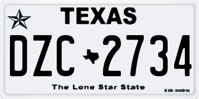 TX license plate DZC2734