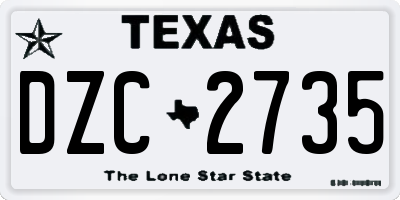 TX license plate DZC2735