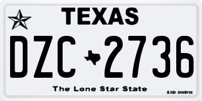 TX license plate DZC2736