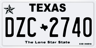 TX license plate DZC2740