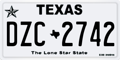 TX license plate DZC2742