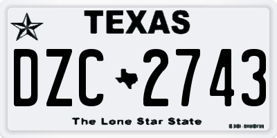 TX license plate DZC2743