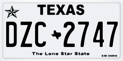 TX license plate DZC2747