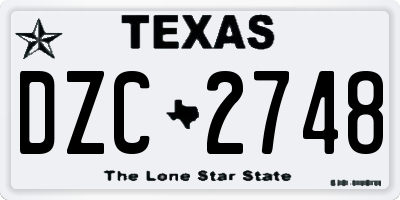 TX license plate DZC2748