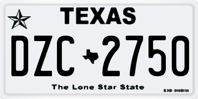 TX license plate DZC2750