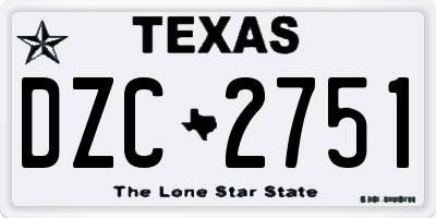 TX license plate DZC2751