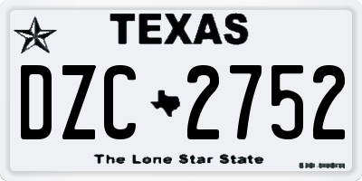 TX license plate DZC2752