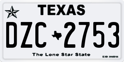 TX license plate DZC2753