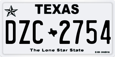 TX license plate DZC2754