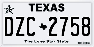TX license plate DZC2758