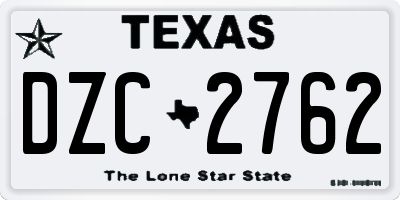 TX license plate DZC2762