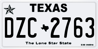 TX license plate DZC2763