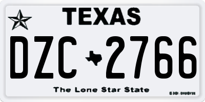 TX license plate DZC2766