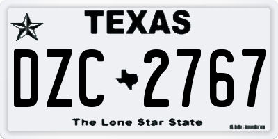 TX license plate DZC2767