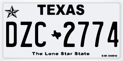 TX license plate DZC2774