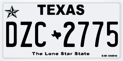 TX license plate DZC2775