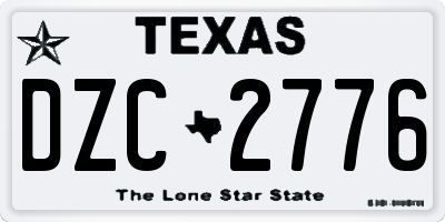 TX license plate DZC2776