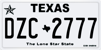 TX license plate DZC2777