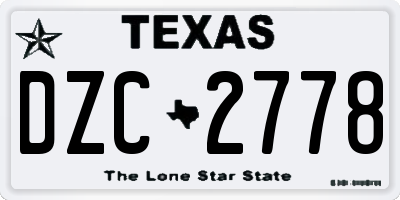 TX license plate DZC2778