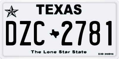 TX license plate DZC2781