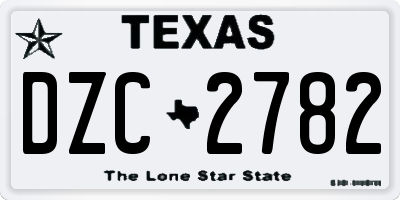 TX license plate DZC2782