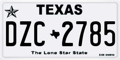 TX license plate DZC2785