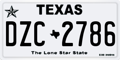 TX license plate DZC2786