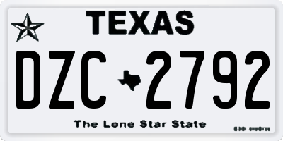 TX license plate DZC2792