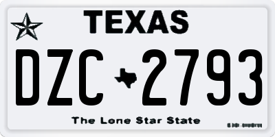 TX license plate DZC2793
