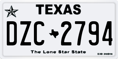 TX license plate DZC2794