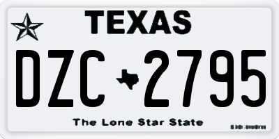 TX license plate DZC2795