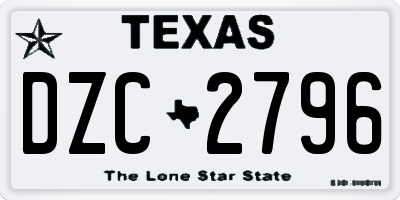 TX license plate DZC2796