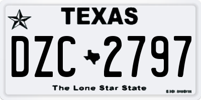 TX license plate DZC2797
