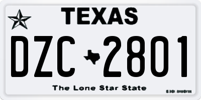 TX license plate DZC2801