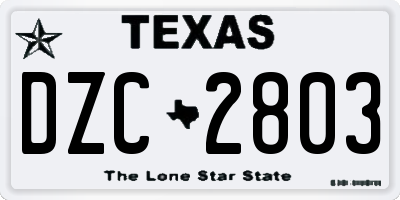 TX license plate DZC2803